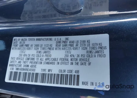 2024 Mazda Cx-50 2.5 S Preferred из США, поврежденный, VIN 7MMVABBM4RN240988